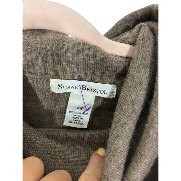 Lagenlook Cowl Neck Wool Sweater Dress Preppy Minimalist Brown Susan Bristol XS - Picture 2 of 3